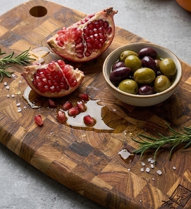 Planche à découper en bois d'acacia massif à grain transversal, réversible, avec cordon, épaisse, pour cuisine, vente en gros - Product Image 1