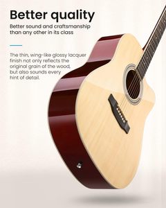 <span class=keywords><strong>Guitarra</strong></span> Acústica de 41 Pulgadas al por Mayor, Kit de Iniciación para Principiantes, <span class=keywords><strong>Guitarra</strong></span> Acústica de Tamaño Completo con Funda, Afinador y Capo para Adultos y Adolescentes - Product Image 4