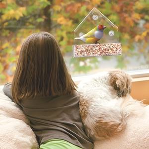 솔리드 클리어 아크릴 야외 교수형 새 애완 동물 피더 그릇 야생 조류 개를위한 친환경 스틸 자동 피더 플라스틱 - Product Image 4