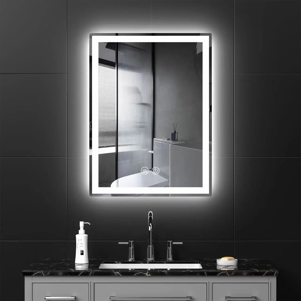 2024 Offre Spéciale hôtel exquis salle de bain décoration miroir mural rétro-éclairage LED éclairage carré miroir intelligent