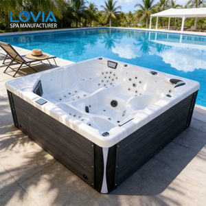 Vasca Idromassaggio Quadrata di Lusso per 5 Persone con Getti a Cascata e Design Moderno dell'Armadio - Product Image 4
