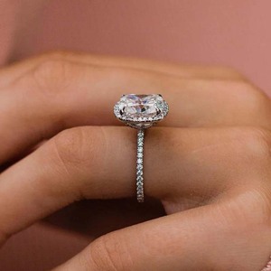Bague de mariage transparente en platine pour femme, forme ovale œuf de pigeon, bijoux de studio photo JZ-748 - Product Image 5