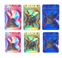 Sac refermable holographique avec fermeture éclair, un côté transparent, pochette en feuille laser irisée pour bijoux, emballage de petits articles
