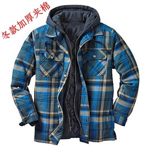 Produit vendu à chaud vêtements pour hommes automne et hiver <span class=keywords><strong>manteau</strong></span> rembourré en coton épaissi <span class=keywords><strong>manteau</strong></span> à capuche à manches longues à carreaux pour hommes - Product Image 1