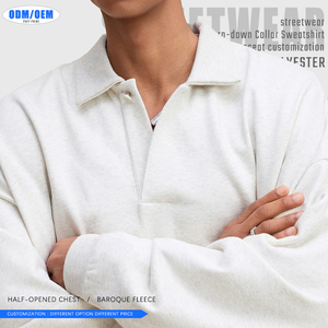 Sudadera de Forro Polar Oversize para Hombre, Estilo Urbano, Cuello Vuelto, Abertura Parcial en el Pecho, Diseño Liso, Colección Otoño - Product Image 5