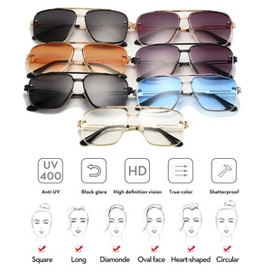 Nouveau design Cat 3 UV400 hommes classique métal acier inoxydable Double pont Aviation carré dégradé lentille lunettes <span class=keywords><strong>de</strong></span> <span class=keywords><strong>soleil</strong></span> pour la conduite - Product Image 4