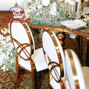 Elegante salón de banquetes con marco dorado de acero inoxidable, silla para eventos - Product Image 3