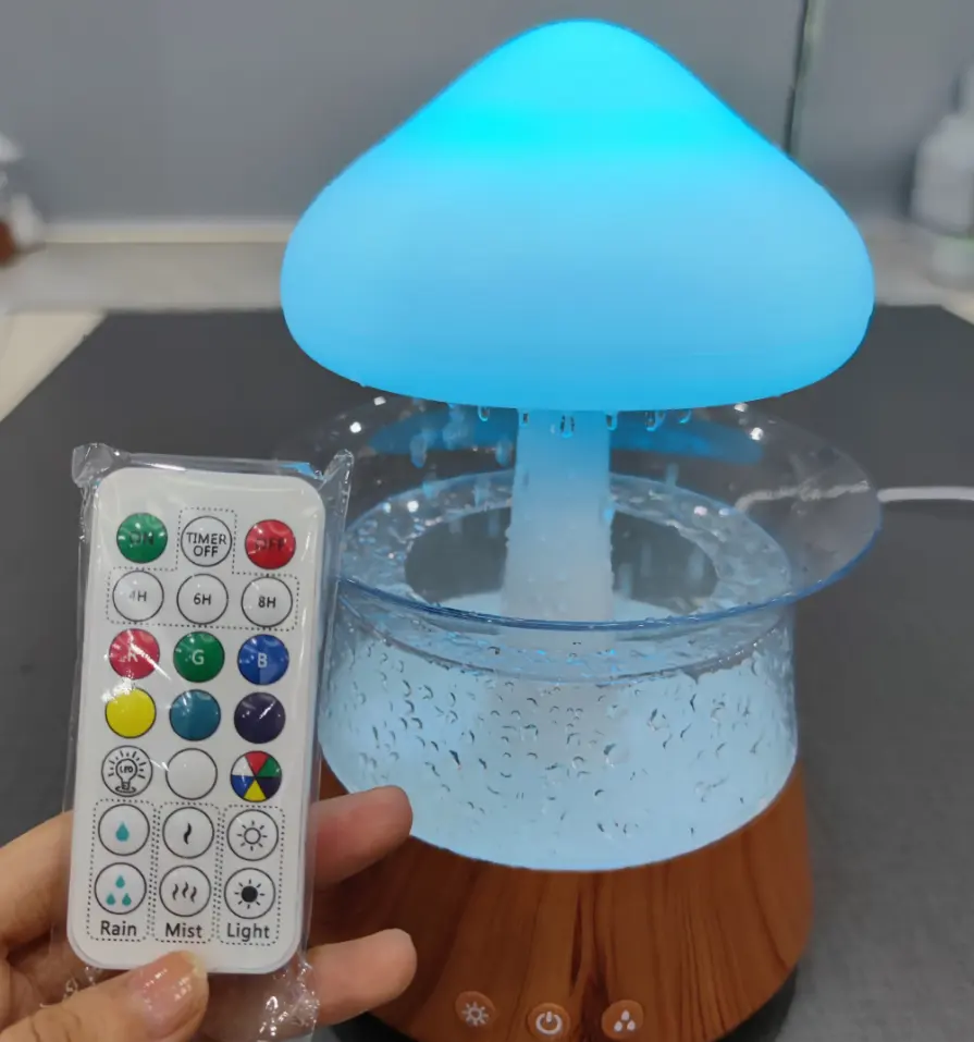 שינה סיוע לבן רעש מכונה שולחן מנורת מים drop קול מגניב ערפל חשמלי 450ml USB גשם ענן אדים שמן מפזר