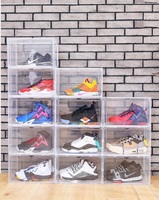 Boîte à chaussures en plastique, boîte d'exposition pliable et transparente pour baskets, bacs de rangement empilables, contenant pour chaussures
