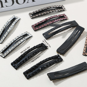 Ensemble de pinces à cheveux longues carrées pour femmes, super brillantes, <span class=keywords><strong>avec</strong></span> strass, luxe léger, clip pour <span class=keywords><strong>frange</strong></span> haut de gamme, clip latéral, entièrement en diamant, fait main - Product Image 3