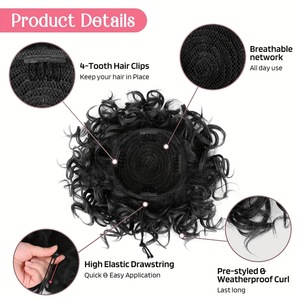 <span class=keywords><strong>Chignon</strong></span> bouclé de haute qualité pour femme, petites boucles désordonnées, perruque en fibre synthétique, <span class=keywords><strong>chignon</strong></span> désordonné avec cordon de serrage, grand accessoire capillaire volumineux - Product Image 4