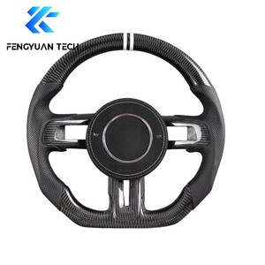 Volant en fibre de carbone forgé sur mesure avec écran LED pour <span class=keywords><strong>Ford</strong></span> <span class=keywords><strong>Mustang</strong></span> S550 2015-2023 <span class=keywords><strong>GT</strong></span> - Cuir chauffant et perforé - Product Image 5
