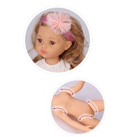 Poupée écologique de 14 pouces pour fille avec robe en tulle rose, bandeau à nœud, non électrique, articulations mobiles, en vinyle, pour tout-petits