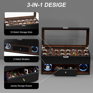 自動時計ワインダーボックス2スロット回転時計ボックス高級PUレザー時計ワインダー安全DIYジュエリー引き出し付き - Product Image 3