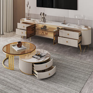 Nuevo Mueble para <span class=keywords><strong>TV</strong></span> Estilo Italiano de Lujo Ligero <span class=keywords><strong>y</strong></span> Moderno, Tipo de Mueble para Sala de Estar con Placa de Roca Lacada - Product Image 4