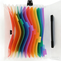 Porte-documents A4 de grande capacité, nouveauté scolaire, poche arc-en-ciel en PP avec poignée