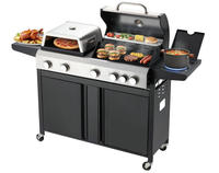 Tragbarer Outdoor-Gasgrill mit 6 Brennern und Seitenbrenner für Pizza