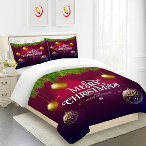 क्रिसमस बिस्तर सेट माइक्रोफाइबर किड्स बेडरूम के लिए 3 पीस पिलो रजाई कवर मुद्रित - Product Image 6