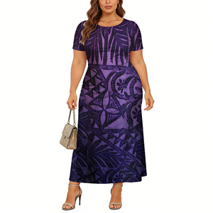 <span class=keywords><strong>Abiti</strong></span> <span class=keywords><strong>Eleganti</strong></span> Casual da Ufficio Estivi 2026 con Stampa Polinesiana Samoana, Lunghezza al Ginocchio, Vita Naturale, per <span class=keywords><strong>Donne</strong></span> Curvy - Product Image 1