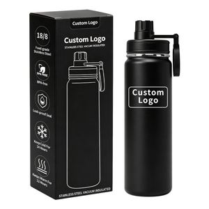 Bouteille d'eau sport en acier inoxydable à double paroi isolée sous vide de 24 oz avec bouchon à paille pour la salle de sport, les voyages et le camping - Product Image 1