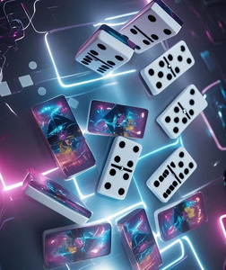 Profesyonel fabrika özelleştirilmiş çift 6 Dominos blokları klasik beyaz ve renkli Polka Dot tasarım yeni <span class=keywords><strong>Domino</strong></span> seti - Product Image 4