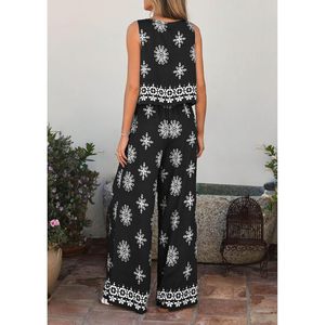 FOXA Women's 2 Piece Boho Tank Top Wide Leg <b>Pants</b> Set <b>Summer</b> Breathable Cotton Bamboo Fiber Lounge Travel Beach Outfits - Product Image 4