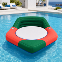 Île flottante gonflable personnalisée en PVC avec housse en tissu, centre en maille et porte-gobelets pour piscine