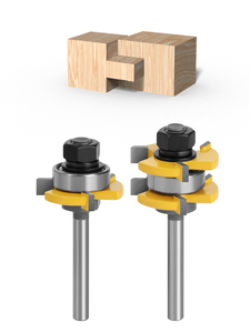 2 pièces, fraises à rainurer et à languettes de 1/4 po, stock de 3/4 po, 3 dents, <span class=keywords><strong>fraise</strong></span> à tenon en forme de T pour le bois, outils de travail du bois MC01018 - Product Image 2