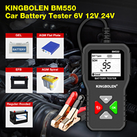 Probador de Baterías de Auto KINGBOLEN BM550 con Pantalla LCD de 12V y Pinzas, Color Negro