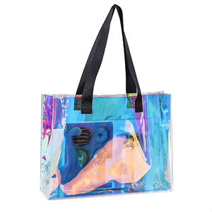 Gran oferta, bolso holográfico con logotipo personalizado para mujer, bolso holográfico de PVC con asa más fuerte de PVC, bolso de playa - Product Image 4