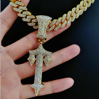 Collier pour homme NL2191, épée en cristal, pendentif épée hip-hop, chaîne Miami Link pour bijoux pour homme, en stock