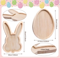 Plateau de service en bois en forme de lapin de Pâques - Planche à charcuterie en forme de lapin et d'œuf pour les fêtes et la décoration de table de vacances