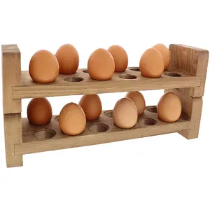 بيع بالجملة مخصص لتخزين البيض 2 رف بيض خشبي قابل للتكديس لـ 24 بيضة طازجة أو مخزنة