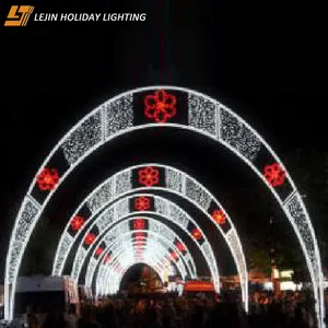 设计用于户外街道装饰的定制发光二极管3D樱花隧道图案灯