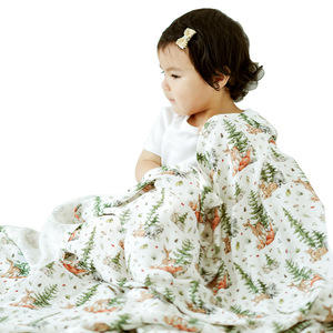 Manta Envolvente para Bebé <span class=keywords><strong>de</strong></span> Muselina Personalizada <span class=keywords><strong>de</strong></span> Bajo <span class=keywords><strong>Precio</strong></span>, 2 Capas, Acogedora, Estampada, con Flecos, Ecológica, para Todas las Estaciones, Orgánica - Product Image 1