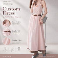 Robe longue évasée décontractée pour femme, col bénitier double couche, avec ceinture tissée cintrée à la taille, idéale pour les vacances