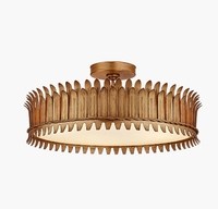 Plafonnier Jingshi Lighting Antique Gold Feather Crown, abat-jour laiteux chaud, éclairage douillet pour chambre à coucher