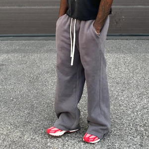 Produttore di <span class=keywords><strong>pantaloni</strong></span> della tuta in cotone spugna Vintage larghi larghi <span class=keywords><strong>con</strong></span> bottone laterale svasato <span class=keywords><strong>pantaloni</strong></span> della tuta per lavaggio acido da uomo - Product Image 1