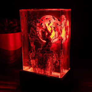 Escultura <span class=keywords><strong>de</strong></span> Lámpara <span class=keywords><strong>de</strong></span> Resina Transparente Personalizada con Diseño <span class=keywords><strong>de</strong></span> Árbol <span class=keywords><strong>de</strong></span> Cuervos para Halloween - Product Image 4
