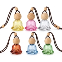 Diffuseur de parfum en verre pour voiture, pendentif avec capuchon en bois, parfum longue durée, élimination des odeurs, aromathérapie de voyage, décoration