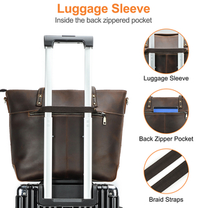 Grand sac fourre-tout en <span class=keywords><strong>cuir</strong></span> pour ordinateur portable pour femmes hommes sac fourre-tout de voyage vintage pour ordinateur portable 14.2 ''sac à main pour femmes sac à bandoulière de grande capacité - Product Image 5