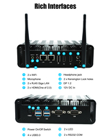 Mini PC Industrial de 12.ª Generación con Procesador N100, Directo de Fábrica, Doble RS232 COM, 2xHD DP, M.2 SSD, WiFi, Sin Ventilador, Windows 11