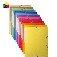 Carpeta de Archivo de Papel Ecológica Personalizada de Fábrica, de un Solo Color, 180G, con 3 Solapas, Bandas Elásticas, Embalaje en Bolsa de Polipropileno, Paquete de 25 para Oficina