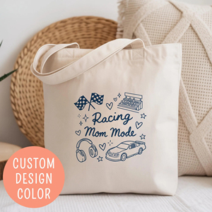 กระเป๋าซิปแบบมีหูหิ้วสำหรับคุณแม่สายแข่งรถ ลายธงชาติ ของขวัญสำหรับแฟนมอเตอร์สปอร์ต ผู้รักความเร็ว ราชินีสนามแข่งรถ - Product Image 3