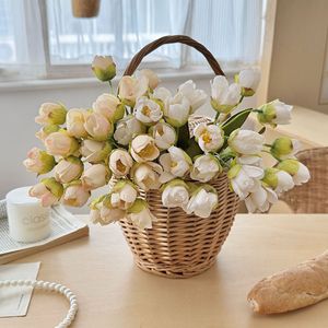 Ramo de Tulipanes Artificiales Yasunobu, 24 Cabezas, Flores de Seda, Rosa Blanco, Decoración para Bodas y Hogar, Arreglo Floral - Product Image 2