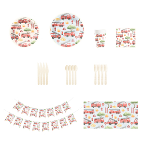 DAMAI Customized <b>Fire</b> Fighting Truck Theme Party Tableware Set Birthday Party Supplies for Kids Birthday Disposable Plates Cups - Product Image 2