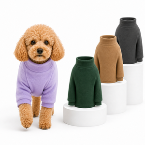 Dog Knit Turtleneck Sweater Solid Color Winter <b>Clothes</b> <b>for</b> Small Dogs Comfortable Leisure Style Hand Wash - Product Image 1