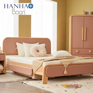 Solo B2B Boori fábrica directamente lujo diseño moderno madera maciza cama de lujo para niños tamaño completo Rosa niños niñas camas marco - Product Image 1