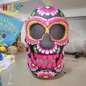 Giorno di decorazione della testa gigante del teschio rosa morto gonfiabile Halloween Hanging viola - Product Image 2