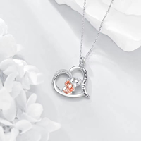 Je t'aime pour toujours bijoux en argent sterling 925 deux tons maman et bébé éléphant coeur pendentif collier